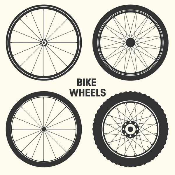 Illustration vectorielle de symbole de roue de vélo. Pneu de montagne en caoutchouc vélo, valve. Cycle de remise en forme, VTT, VTT . — Image vectorielle