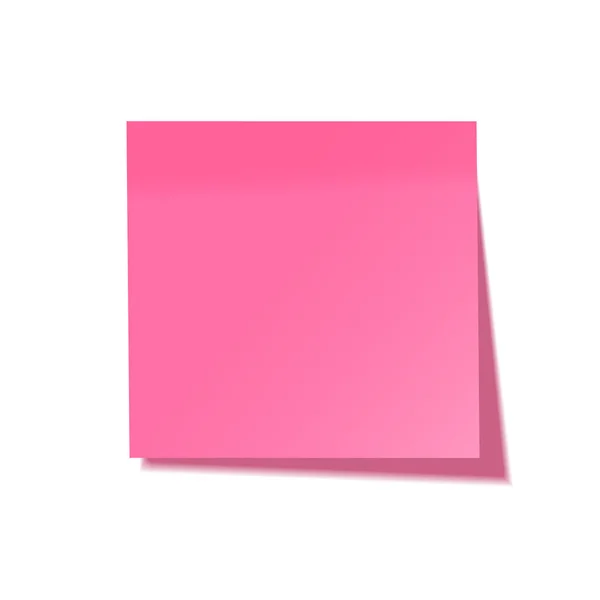 Realistische notitie met schaduw. Roze papier. Bericht op notepaper. Herinnering. Vector illustratie. — Stockvector