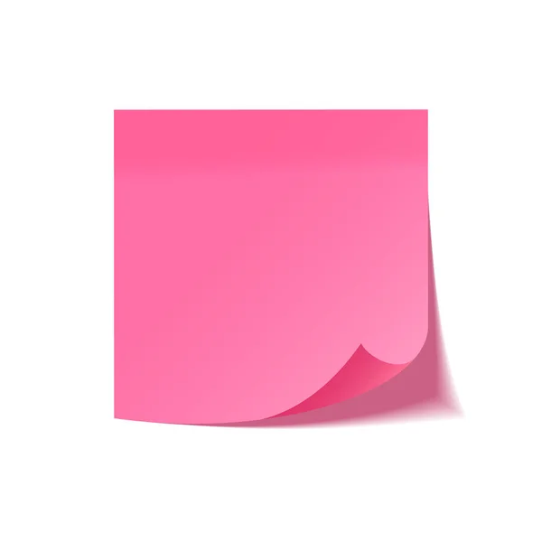 Realistická rychlá Poznámka se stínem. Růžový papír. Zpráva na papíře. Připomenutí. Vektorová ilustrace. — Stockový vektor