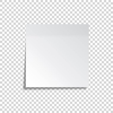 Gerçekçi yapışkan not. Beyaz kağıt. Not kağıdındaki mesaj. Hatırlatma. Eps10 vektörü.