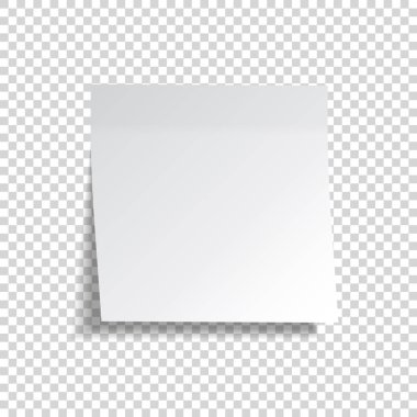 Gerçekçi yapışkan not. Beyaz kağıt. Not kağıdındaki mesaj. Hatırlatma. Eps10 vektörü.