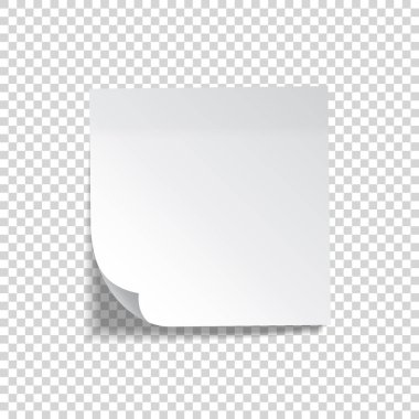 Gerçekçi yapışkan not. Beyaz kağıt. Not kağıdındaki mesaj. Hatırlatma. Eps10 vektörü.