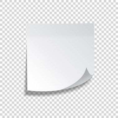 Gerçekçi yapışkan not. Beyaz kağıt. Not kağıdındaki mesaj. Hatırlatma. Eps10 vektörü.