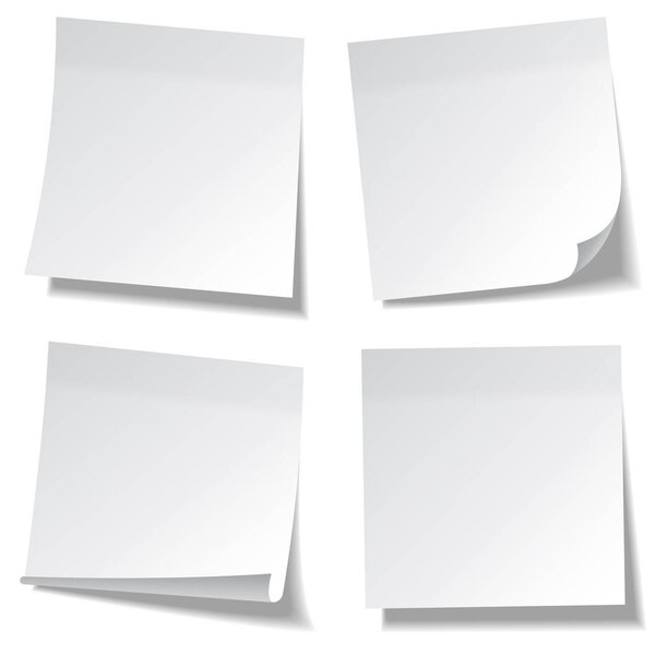 Реалистичная липкая нота. Белая бумага. Сообщение в блокноте. Напоминание. Вектор Eps10
.