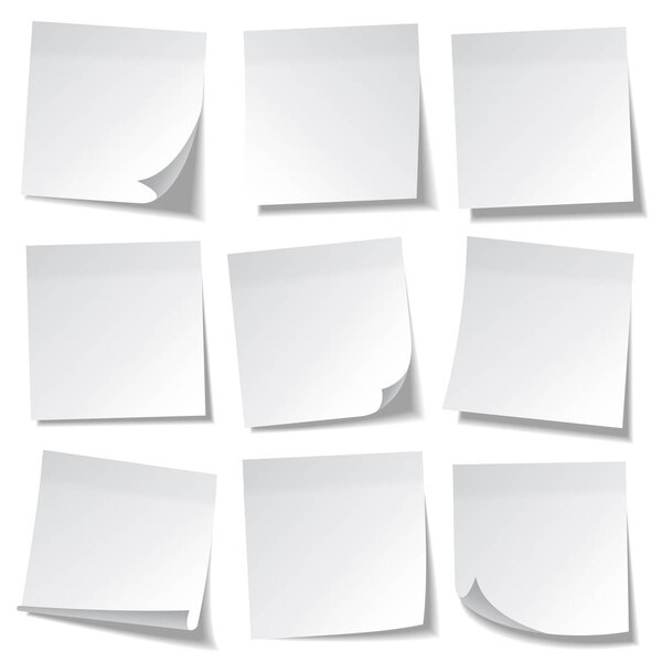 Реалистичная липкая нота. Белая бумага. Сообщение в блокноте. Напоминание. Вектор Eps10
.