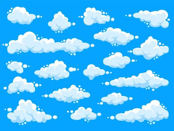 Nuvens brancas. Abstrato céu azul de verão. Nuvem de desenhos animados simples. Ilustração vetorial . —  Vetores de Stock