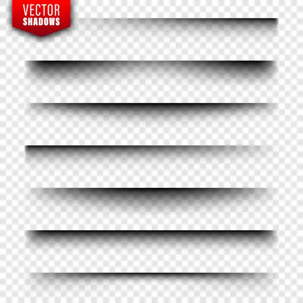 Vector Shadows set. Pagina verdelers op transparante achtergrond. Realistische geïsoleerde schaduw. Vector illustratie. — Stockvector
