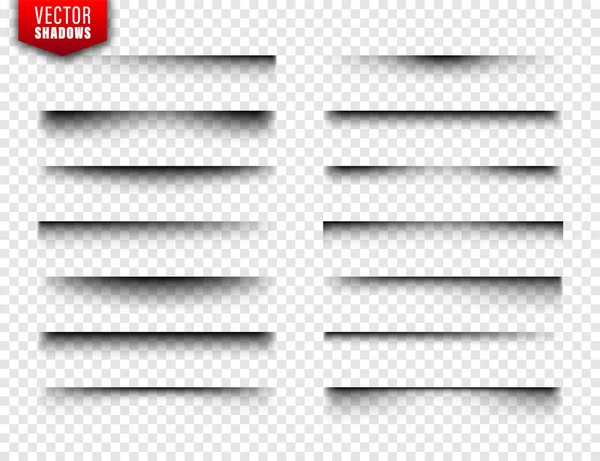 Vector Shadows set. Pagina verdelers op transparante achtergrond. Realistische geïsoleerde schaduw. Vector illustratie. — Stockvector