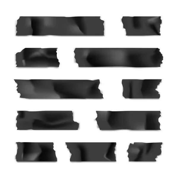 Adhesive tape set. Sticky paper strip isolated on white background. Vector illustration. — Stock Vector