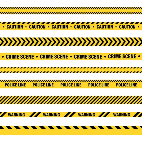 Fita de construção de barricada amarela e preta. Linha de Alerta da Polícia. Brightly Colored Danger or Hazard Stripe. Ilustração vetorial . — Vetor de Stock
