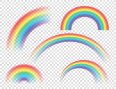 Abstract Realistic Colorful Rainbow on Transparent Background. Vector illustration. clipart