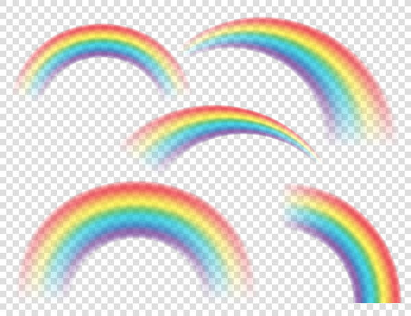 Abstract Realistic Colorful Rainbow on Transparent Background. Vector illustration.