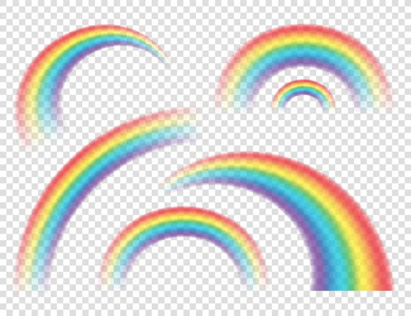 Abstrakte realistische bunte Regenbogen auf transparentem Hintergrund. Vektorillustration. — Stockvektor