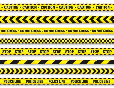Yellow And Black Barricade Construction Tape. Police Warning Line. Brightly Colored Danger or Hazard Stripe. Vector illustration. clipart