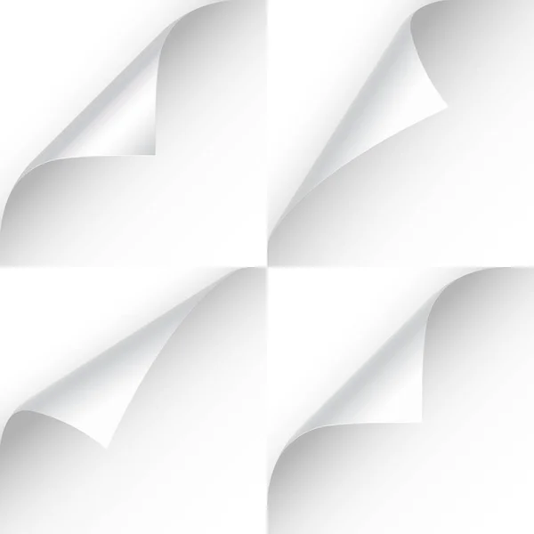 Gekräuselte Seitenecke mit Schatten auf transparentem Hintergrund. Ein leeres Blatt Papier. Vektorillustration. — Stockvektor