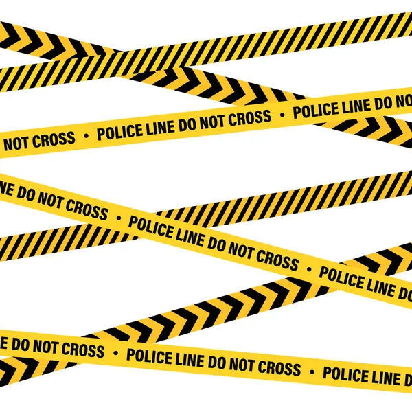 노란색과 검은 색 바리케이드 건설 테이프입니다. 경찰 경고 라인. 밝은 색의 위험 또는 위험 스트라이프. 벡터 일러스트레이션. — 스톡 벡터