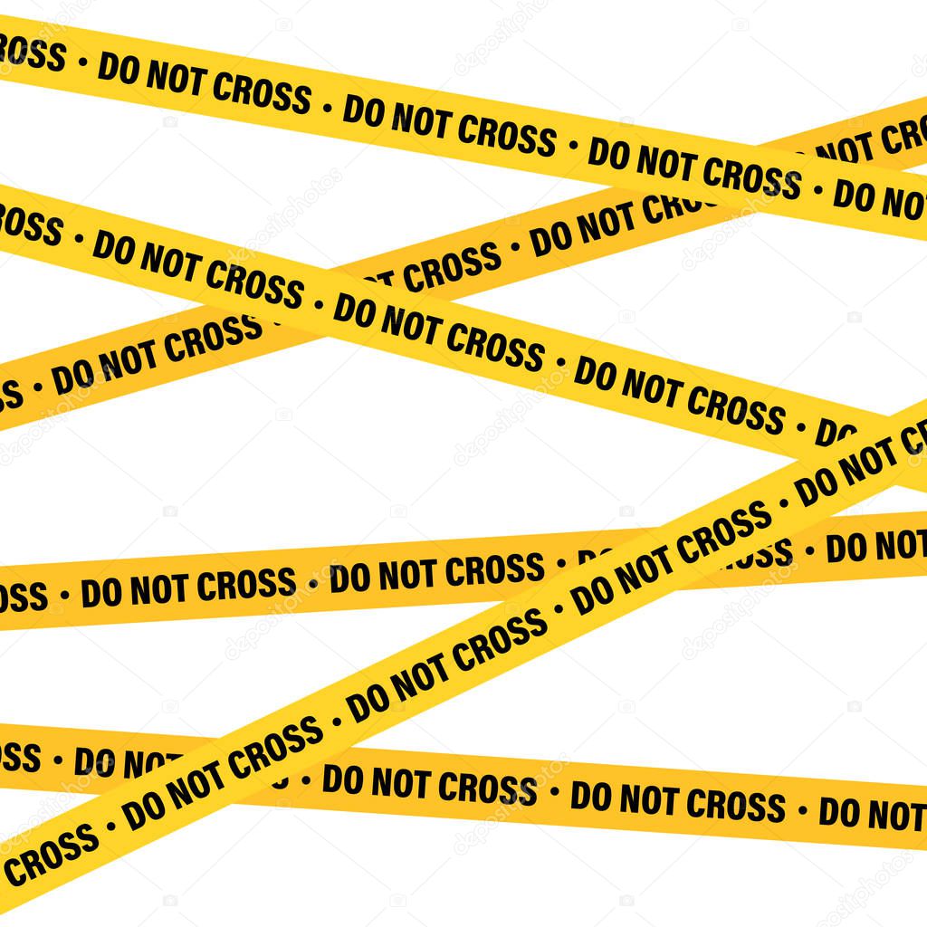 Yellow And Black Barricade Construction Tape. Police Warning Line. Brightly Colored Danger or Hazard Stripe. Vector illustration.