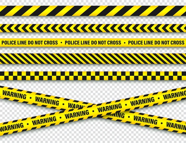 Yellow And Black Barricade Construction Tape. Police Warning Line. Brightly Colored Danger or Hazard Stripe. Vector illustration. — Stock Vector