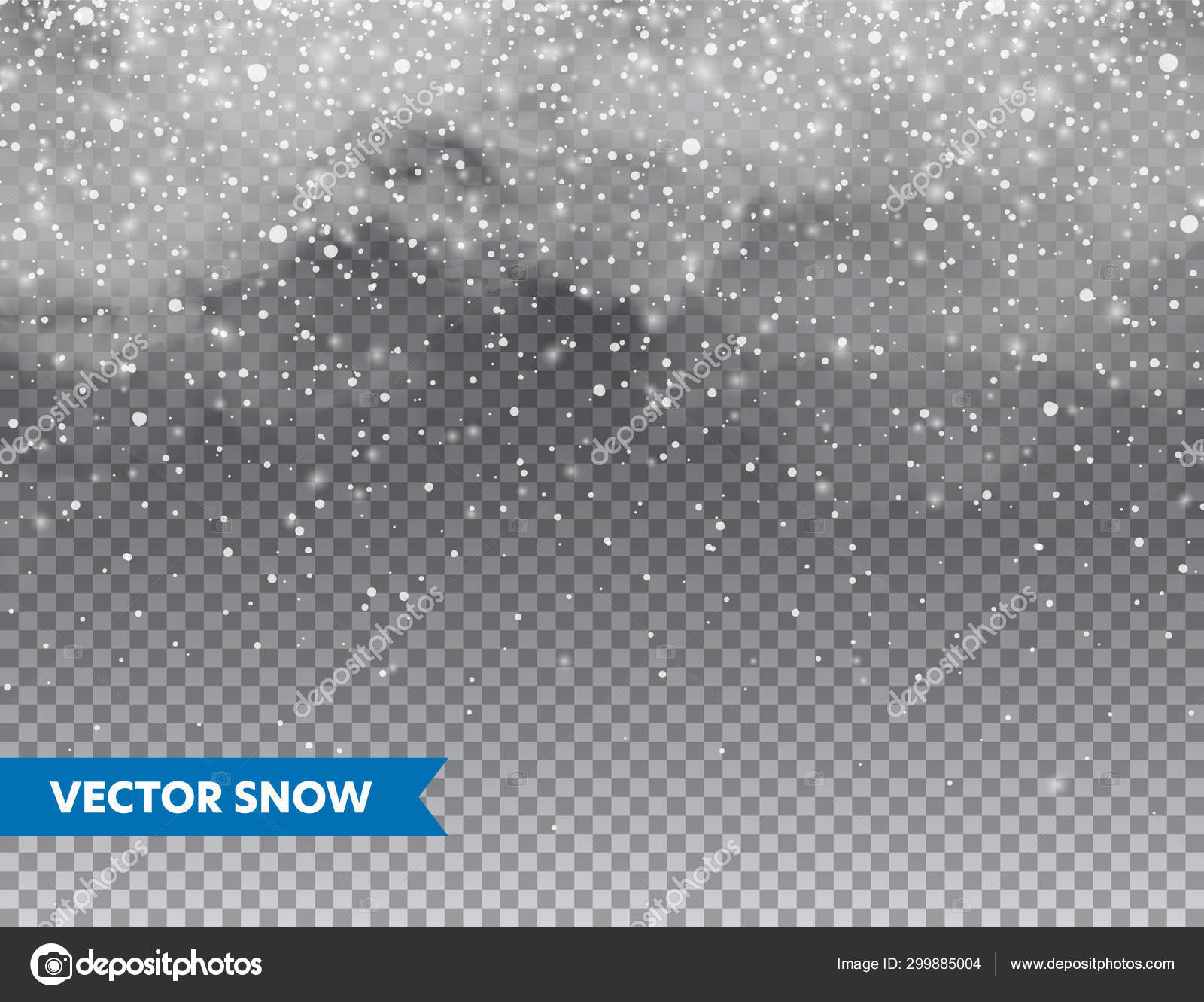 雪と雲と現実的な落下雪。クリスマスや新年カードのための冬の透明な背景。霜嵐の影響、降雪、氷。ベクトルイラスト. ストックベクター  ©floral_set 299885004, image size:1600x1331