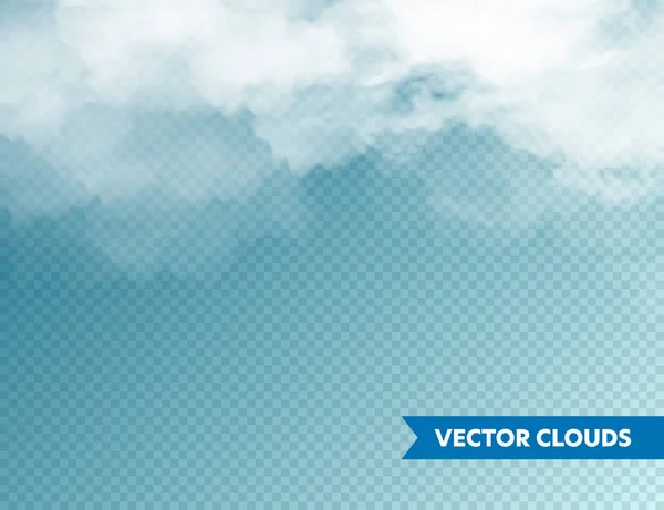 Nuvole realistiche. Nuvola isolata su sfondo blu trasparente. Sky Panorama. Elemento di progettazione vettoriale . — Vettoriale Stock