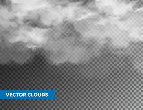 Nuvole realistiche. Cloud isolato su sfondo trasparente. Sky Panorama. Elemento di progettazione vettoriale . — Vettoriale Stock