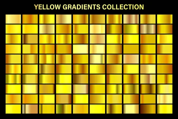 Goldener, gelb glänzender Verlauf, Textur aus Goldfolie. Farbmusterset vorhanden. Sammlung hochwertiger Vektorgradienten. glänzender metallischer Hintergrund. Gestaltungselement. — Stockvektor