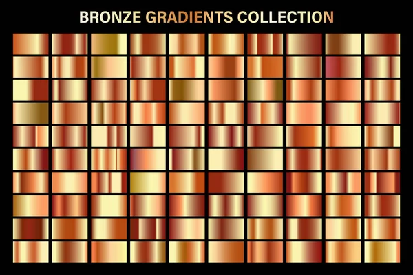 Brons, oranje glanzende gradiënt, metaalfolie textuur. Kleurstaal set. Verzameling van hoge kwaliteit vector gradiënten. Glanzende metallic achtergrond. Ontwerpelement. — Stockvector
