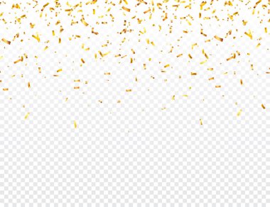 Noel altın konfetisi. Altın renginde parlayan bir parıltı. Yeni yıl, doğum günü, sevgililer günü tasarım öğesi. Tatil arkaplanı.