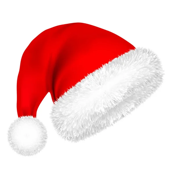 Різдвяний Санта-Клаус Капелюх з Фуром. Новий рік. Зимовий ковпак. Приклад вектора. — стоковий вектор