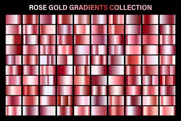 Roségold glänzender Verlauf, Textur aus Metallfolie. Farbmusterset vorhanden. Sammlung hochwertiger Vektorgradienten. glänzender metallischer Hintergrund. Gestaltungselement. — Stockvektor