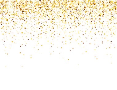 Beyaz Vektör Arkaplanda Parlayan Altın Parıltı. Altın Kırıntılarıyla Düşen Parlak Konfeti. Noel ya da Yeni Yıl Kutlama Kartı İçin Parlayan Işık Efekti.