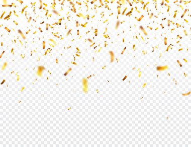 Noel altın konfetisi. Altın renginde parlayan bir parıltı. Yeni yıl, doğum günü, sevgililer günü tasarım öğesi. Tatil arkaplanı.