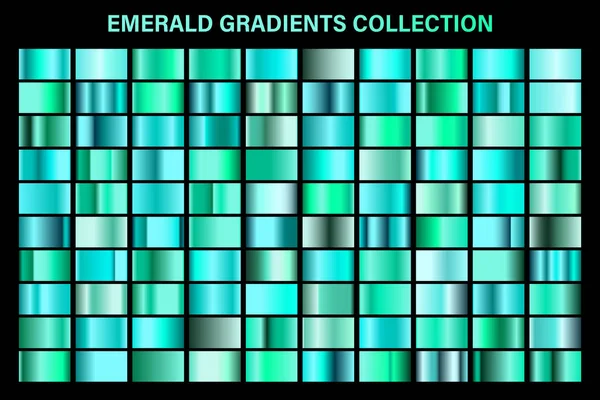 Grün, smaragdglänzender Verlauf, Textur aus Metallfolie. Farbmusterset vorhanden. Sammlung hochwertiger Vektorgradienten. glänzender metallischer Hintergrund. Gestaltungselement. — Stockvektor