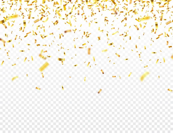 Confettis d'or de Noël. Chute brillante paillettes de couleur or. Nouvel an, anniversaire, Saint Valentin élément design. Fond de vacances. — Image vectorielle