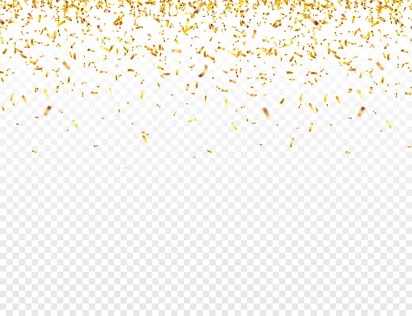 Guldkonfetti till jul. Fallande glänsande glitter i guldfärg. Nytt år, födelsedag, alla hjärtans dag designelement. Semesterbakgrund. — Stock vektor