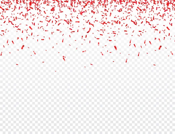 Noel, sevgililer günü şeffaf arka planda kırmızı konfeti. Parlak bir parıltı düşüyor. Parti tasarım elementleri.