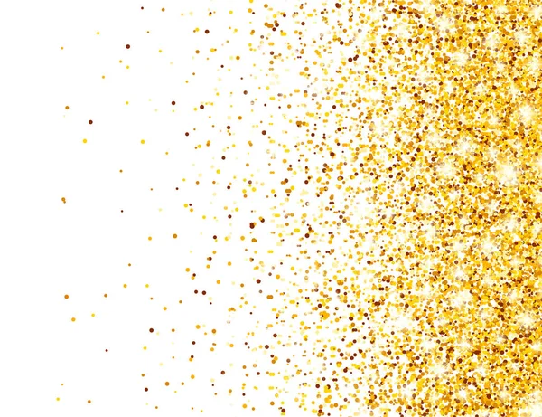 Brillante brillo dorado sobre fondo vectorial blanco. Caída de Confetti Brillante con fragmentos de oro. Efecto de luz brillante para la tarjeta de felicitación de Navidad o Año Nuevo. — Archivo Imágenes Vectoriales