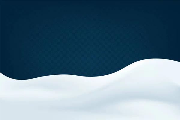 Des flots de neige réalistes. Hiver fond abstrait enneigé. Paysage gelé avec calottes neigeuses. Décoration pour Noël ou Nouvel An. Illustration vectorielle . — Image vectorielle