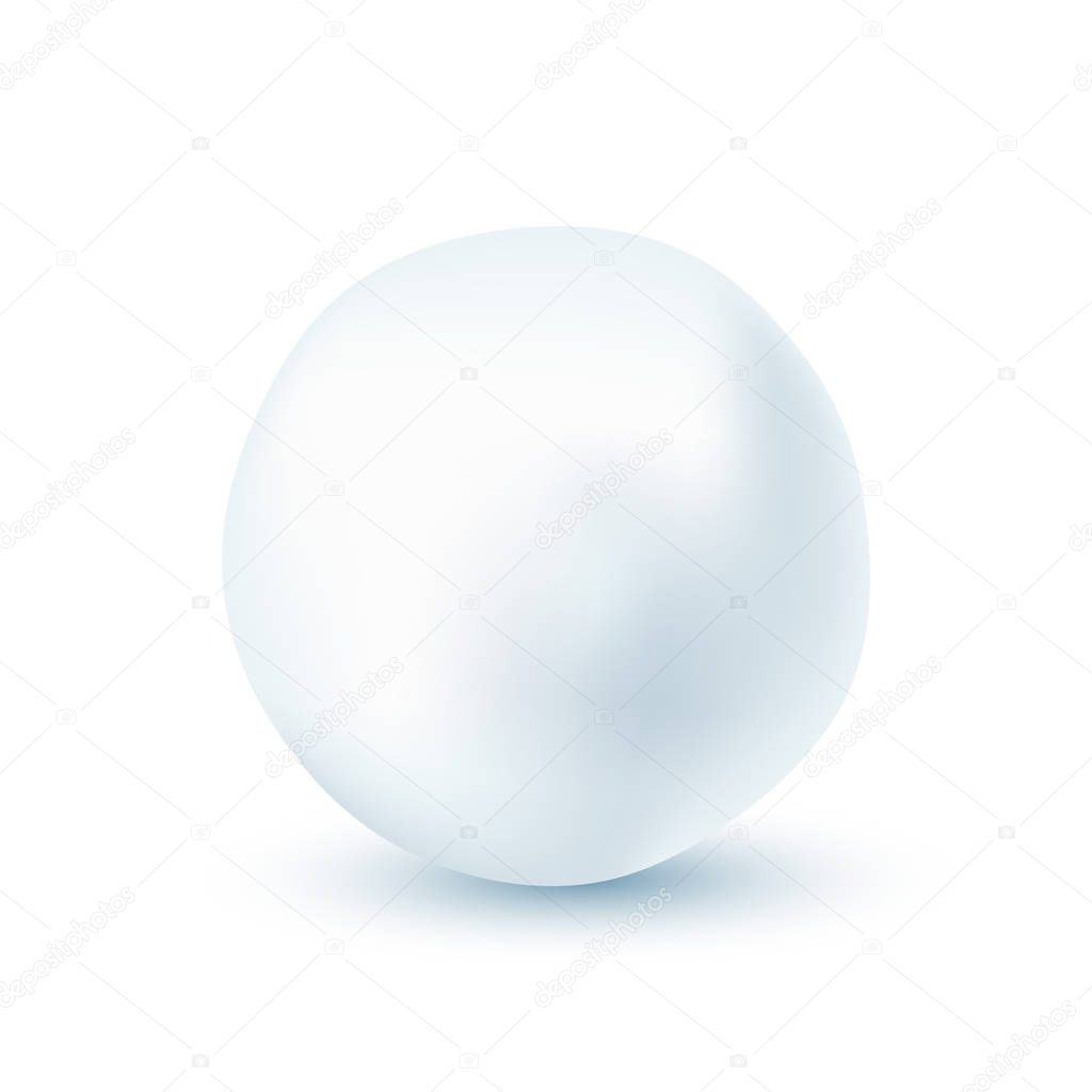 Snowball isolated on white background. Frozen ice ball. Winter decoration for Christmas or New Year. Vector snow.
