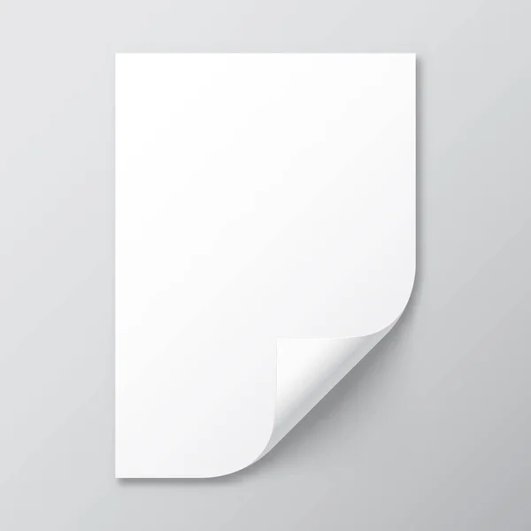 Реалистичный чистый лист бумаги с тенью формата А4. Ноутбук или книжная страница с загнутым углом. Векторная иллюстрация . — стоковый вектор