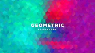 Altıgen Çokgen soyut arka plan. Renkli üçgen degrade tasarımı. Düşük Poly Altıgen şekil afiş. Vektör Illustration.