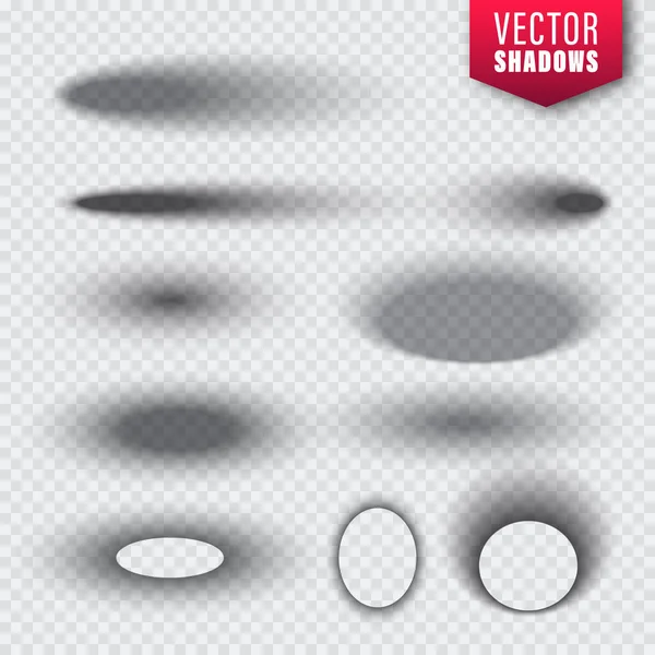 Vector schaduwen ingesteld op transparante achtergrond. Realistische geïsoleerde schaduw. Vector illustratie. — Stockvector