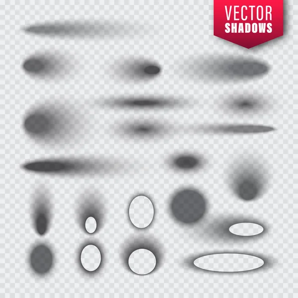 Vector schaduwen ingesteld op transparante achtergrond. Realistische geïsoleerde schaduw. Vector illustratie. — Stockvector