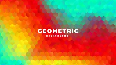 Altıgen Çokgen soyut arka plan. Renkli üçgen degrade tasarımı. Düşük Poly Altıgen şekil afiş. Vektör Illustration.