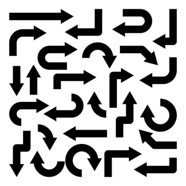 Beyaz Arkaplanda Siyah Oklar Ayarlandı. Ok, İmleç Simgesi. Vektör Noktaları Koleksiyonu. Geri, Sonraki Web Sayfası İşareti. 