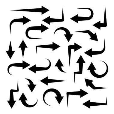 Beyaz Arkaplanda Siyah Oklar Ayarlandı. Ok, İmleç Simgesi. Vektör Noktaları Koleksiyonu. Geri, Sonraki Web Sayfası İşareti. 