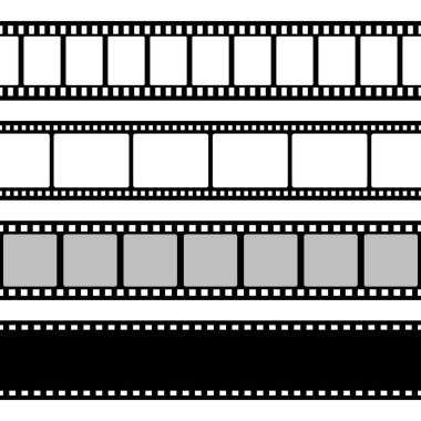 Film koleksiyonu. Eski moda sinema şeridi. Vektör fotoğraf çerçevesi.