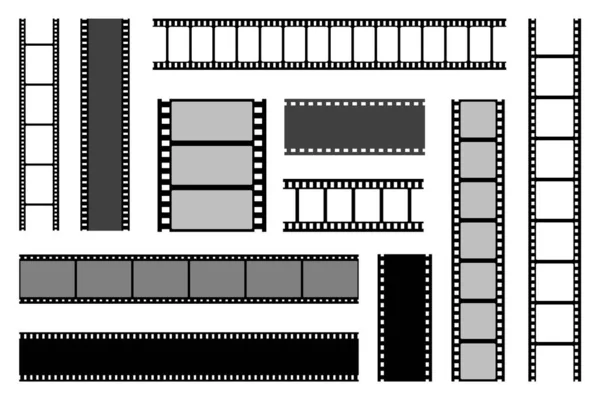 Colección de tiras de película. Vieja tira de cine retro. Marco de fotos vectorial . — Archivo Imágenes Vectoriales