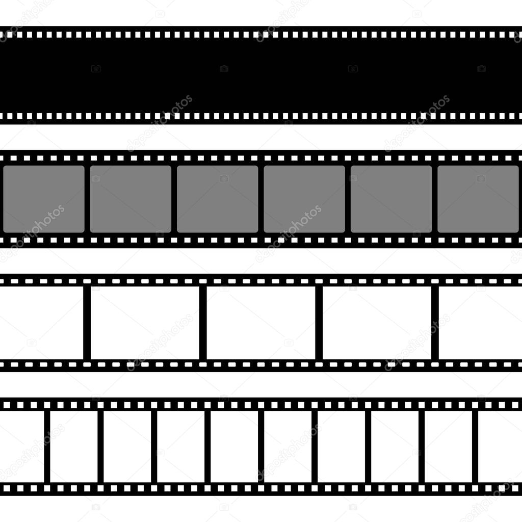 Film strips collection. Old retro cinema strip. Vector photo frame