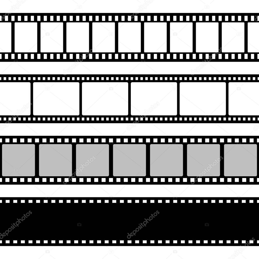 Film strips collection. Old retro cinema strip. Vector photo frame.